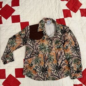 Blue Quail Camo Print Button-Down Ranch Hunting Shirt - Green & Tan 3T Boys